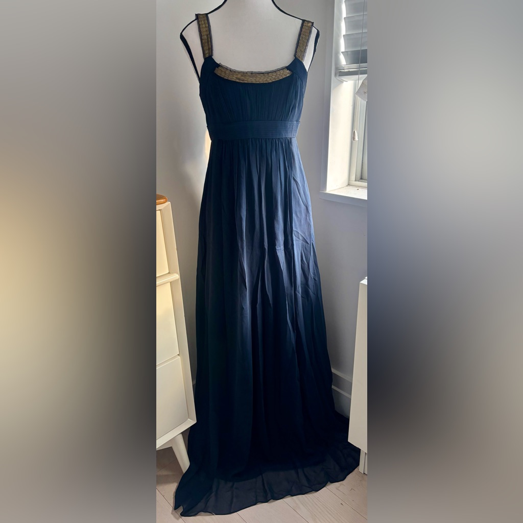 Bcbgmaxazria Dark Blue Navy A-Line Maxi Dress Gown